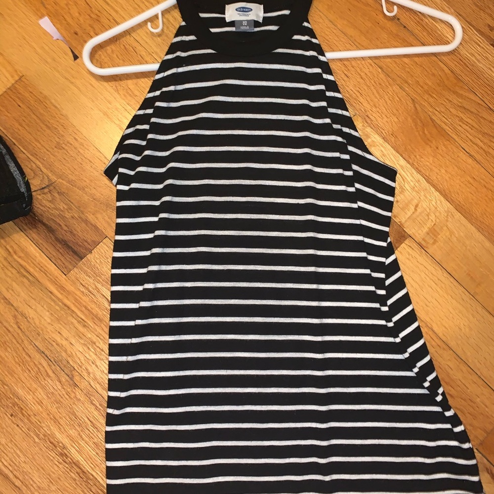 striped high-neck top